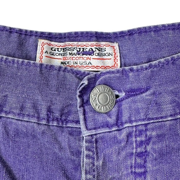 Vintage Guess Jeans Purple Denim High Rise Shorts 2 USA Made Bermuda Long - Picture 5 of 8
